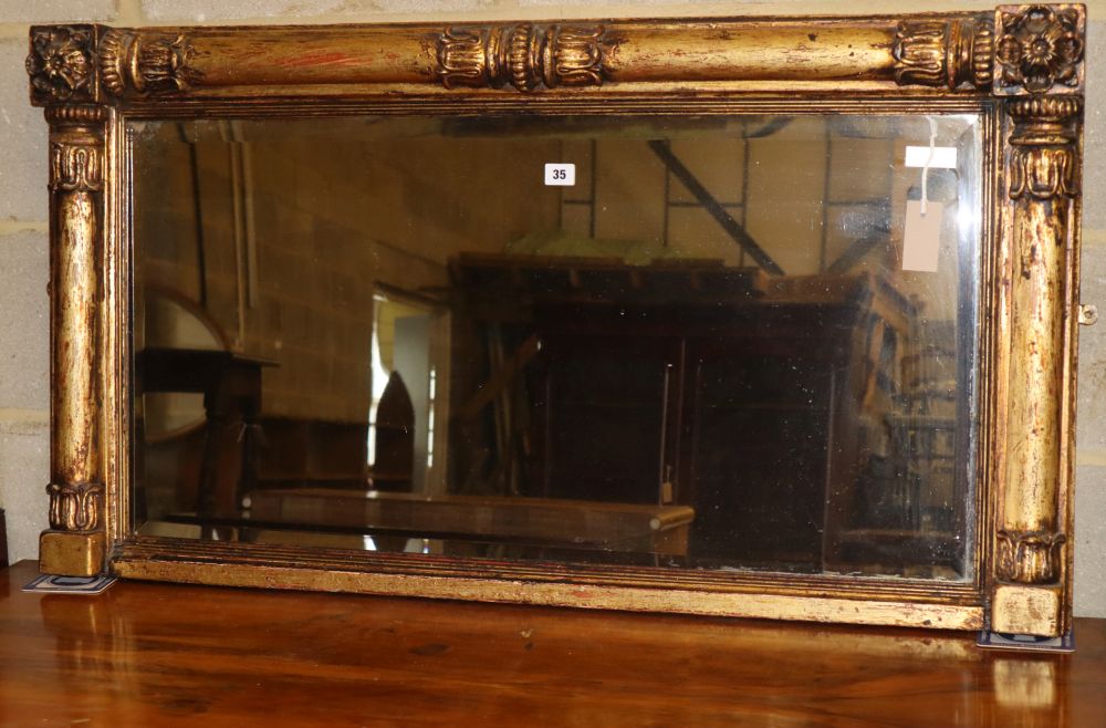 A William IV giltwood and gesso overmantel mirror, W.112cm, H.62cm
